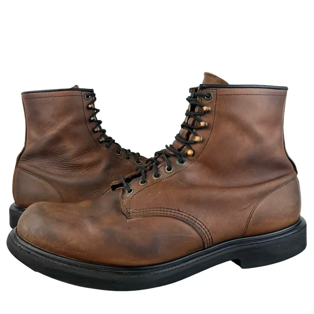 Men's Vintage Red Wing 953 Lace Up Brown Leather Soft Toe Work Boots (Sz 16)